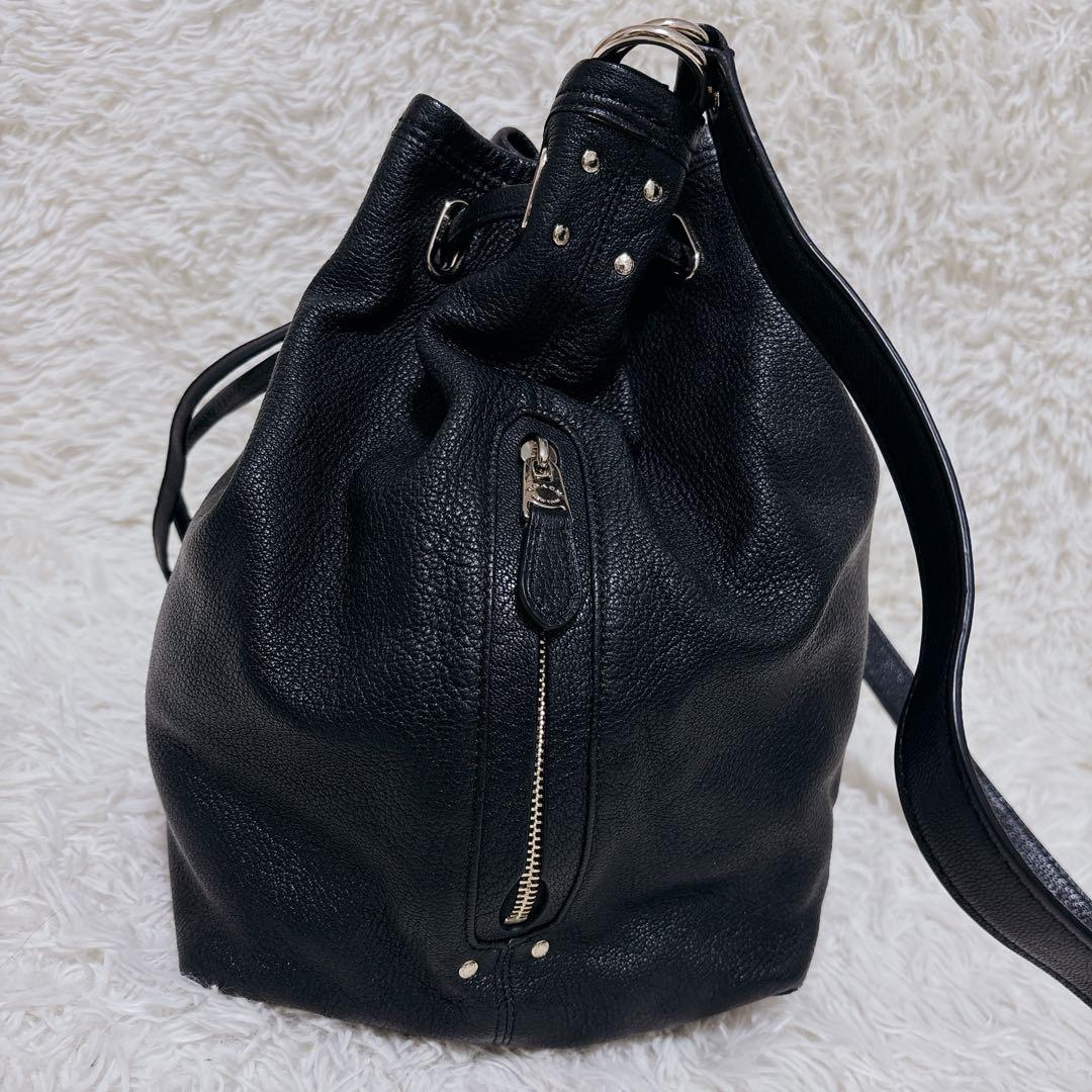 【未使用級!!】COACH ショルダーバッグ 巾着型 レザー　ゴールド金具