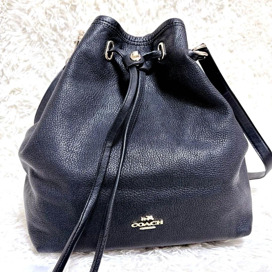 【未使用級!!】COACH ショルダーバッグ 巾着型 レザー　ゴールド金具
