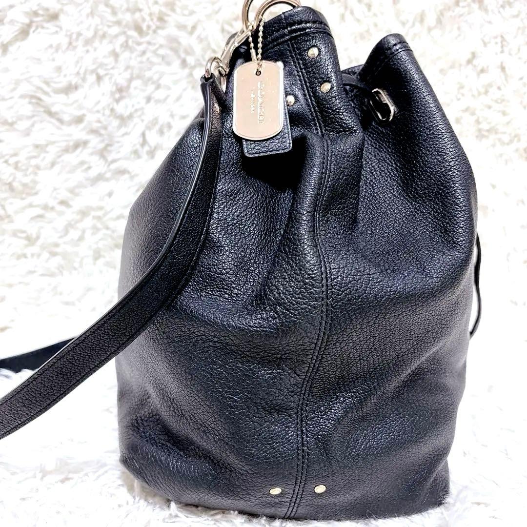 【未使用級!!】COACH ショルダーバッグ 巾着型 レザー　ゴールド金具