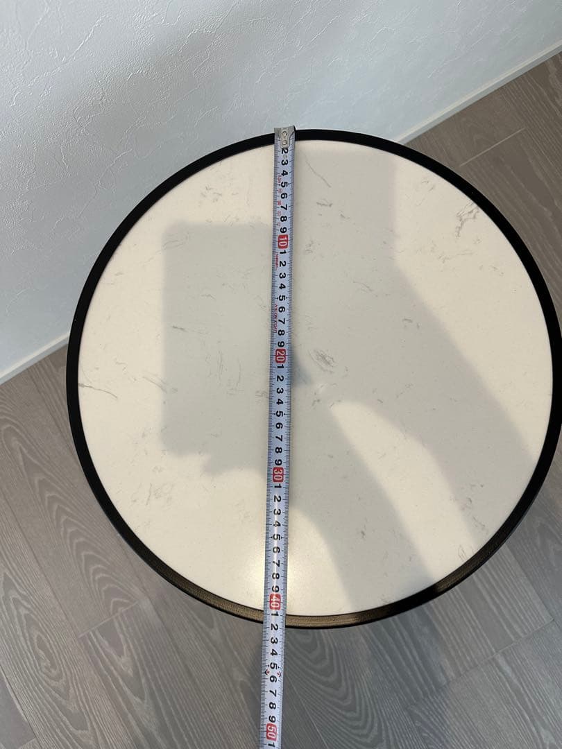 大理石柄　サイドテーブル ホワイト ブラック