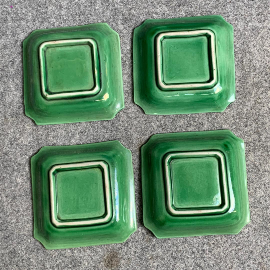 淡路珉平焼雲龍文四方隅切角皿4枚 [B25356]