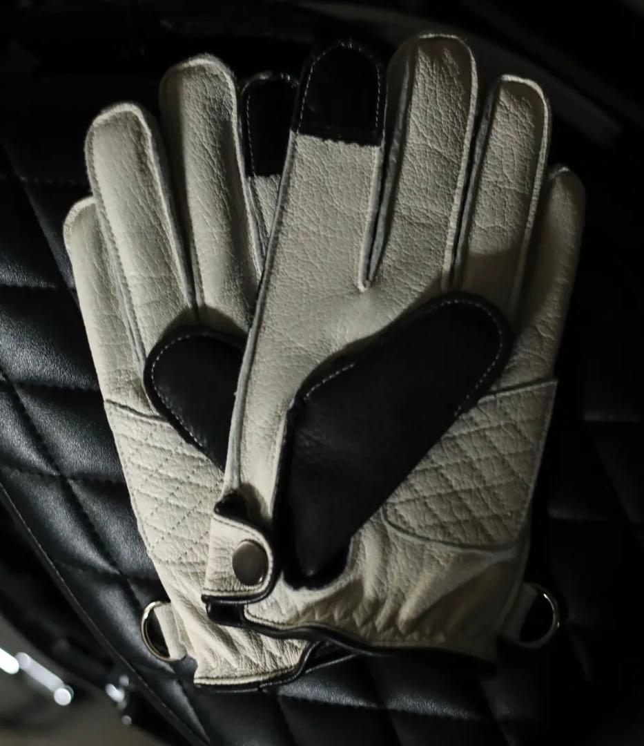 新品未使用！！Mサイズ ファイヤーパターン　レザーバイクグローブ