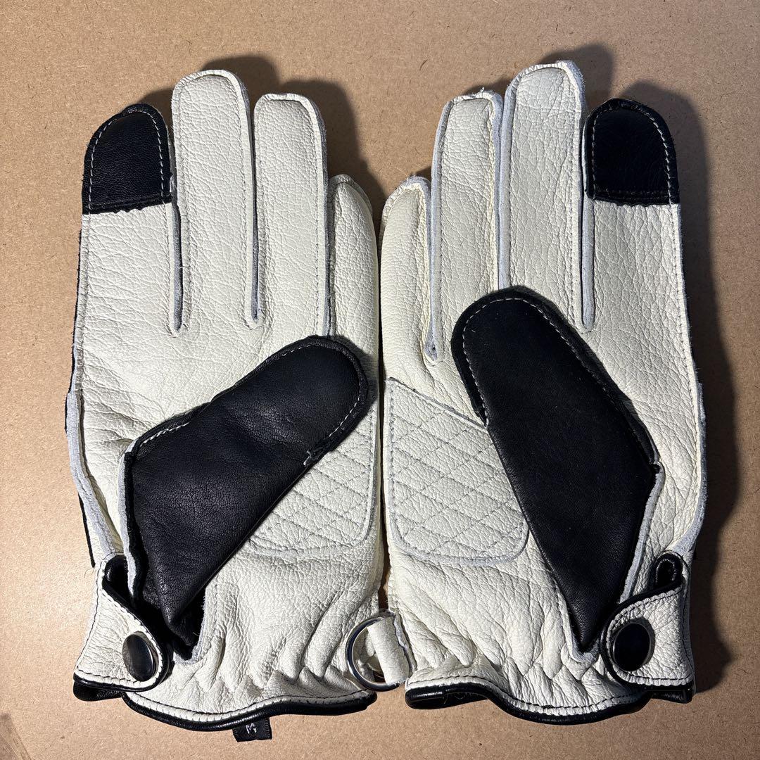 新品未使用！！Mサイズ ファイヤーパターン　レザーバイクグローブ