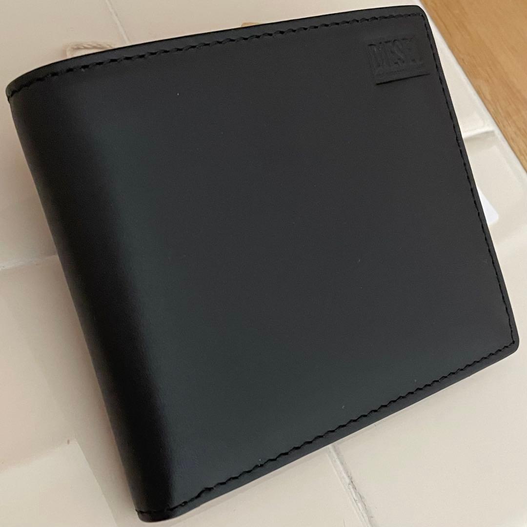 【フジコです】　ディーゼル レザー 折り財布 ブラック 黒 ロゴ