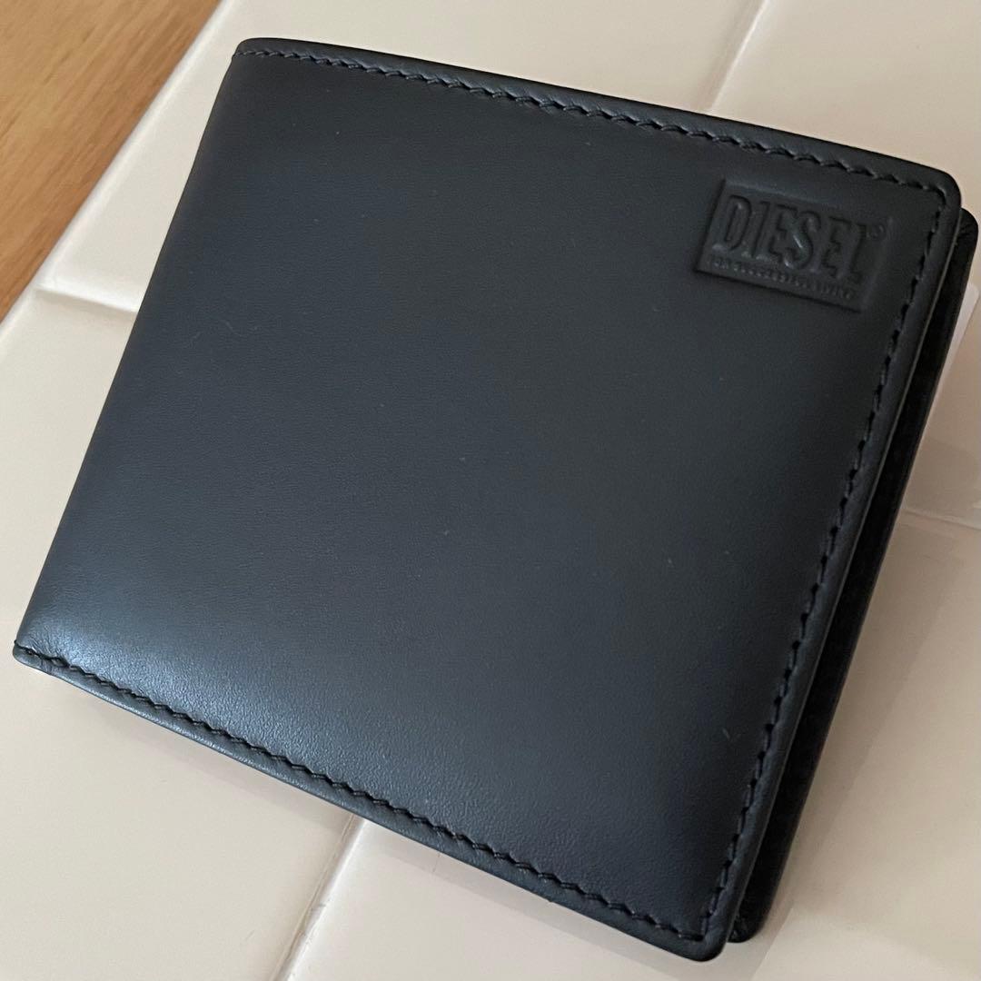 【フジコです】　ディーゼル レザー 折り財布 ブラック 黒 ロゴ