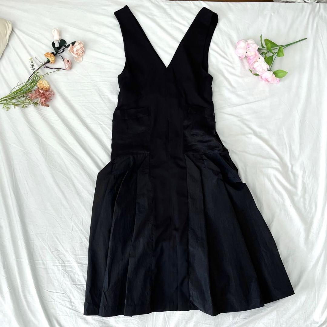 UN3D. ブロッキングミックスワンピース　ブラック　ジャンスカ アンスリード