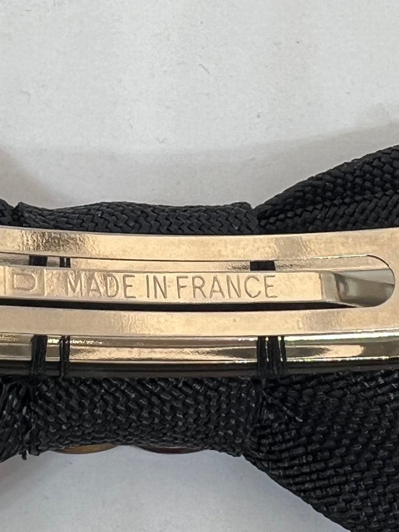 【美品】CHANELリボンバレッタ✴︎鼈甲風ロゴ 麻リボン ブラック