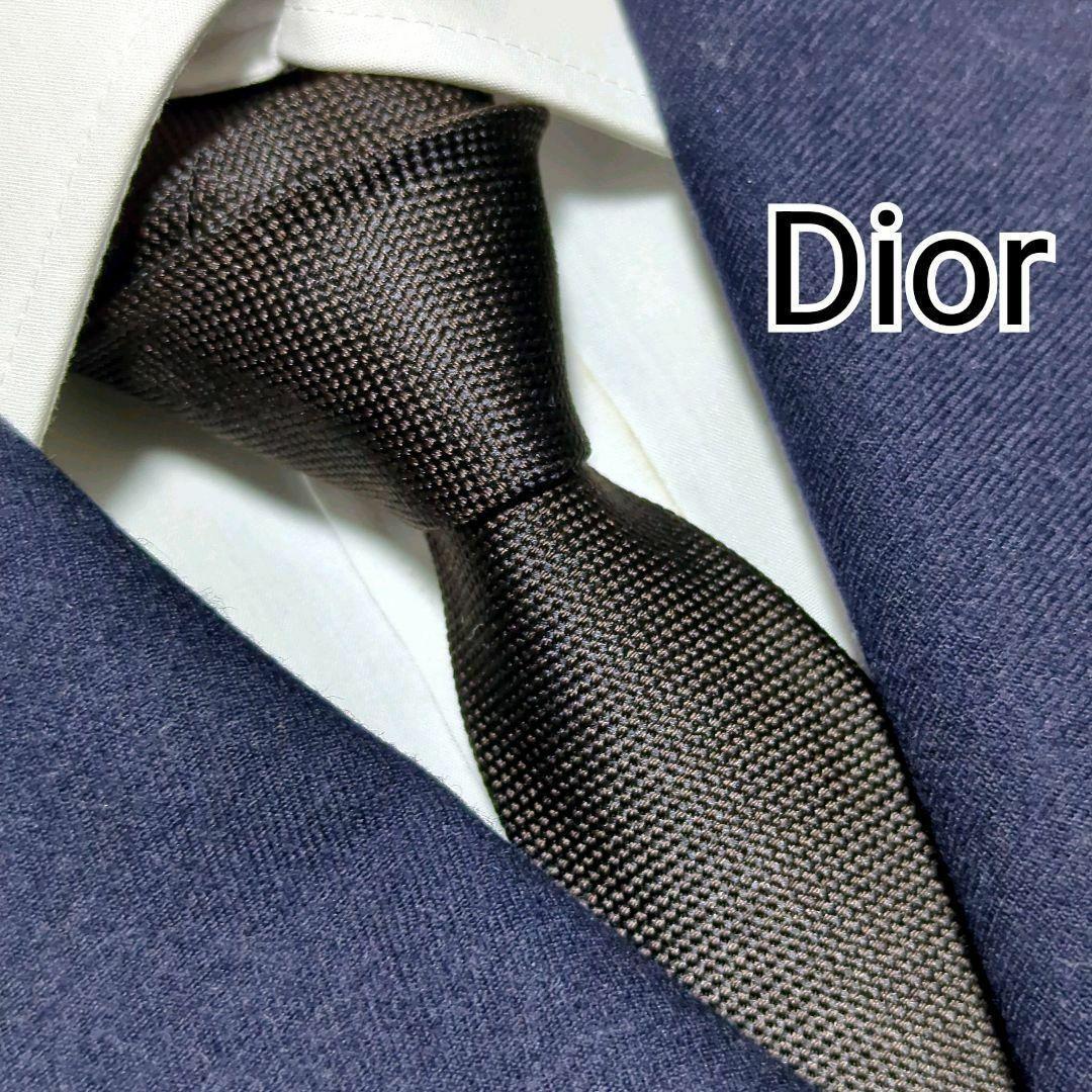 美品 ディオールオム ネクタイ ナロータイ ソリッド 無地 ハイブランド 高級
