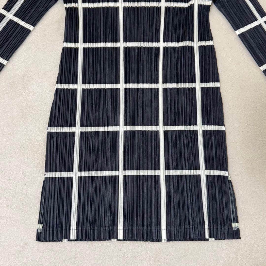 極美品✨PLEATS PLEASE チュニック　長袖　黒　白　Lサイズ