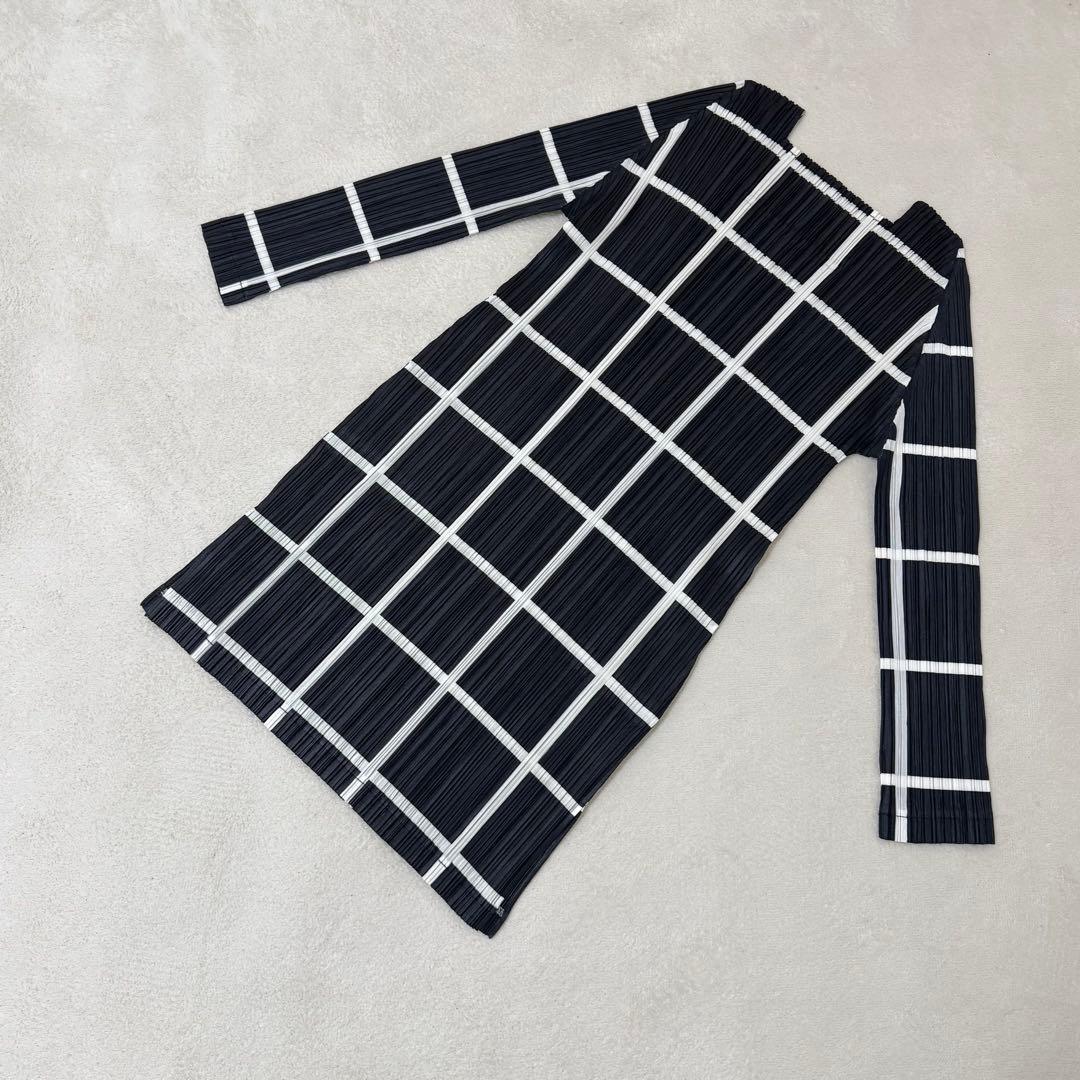 極美品✨PLEATS PLEASE チュニック　長袖　黒　白　Lサイズ