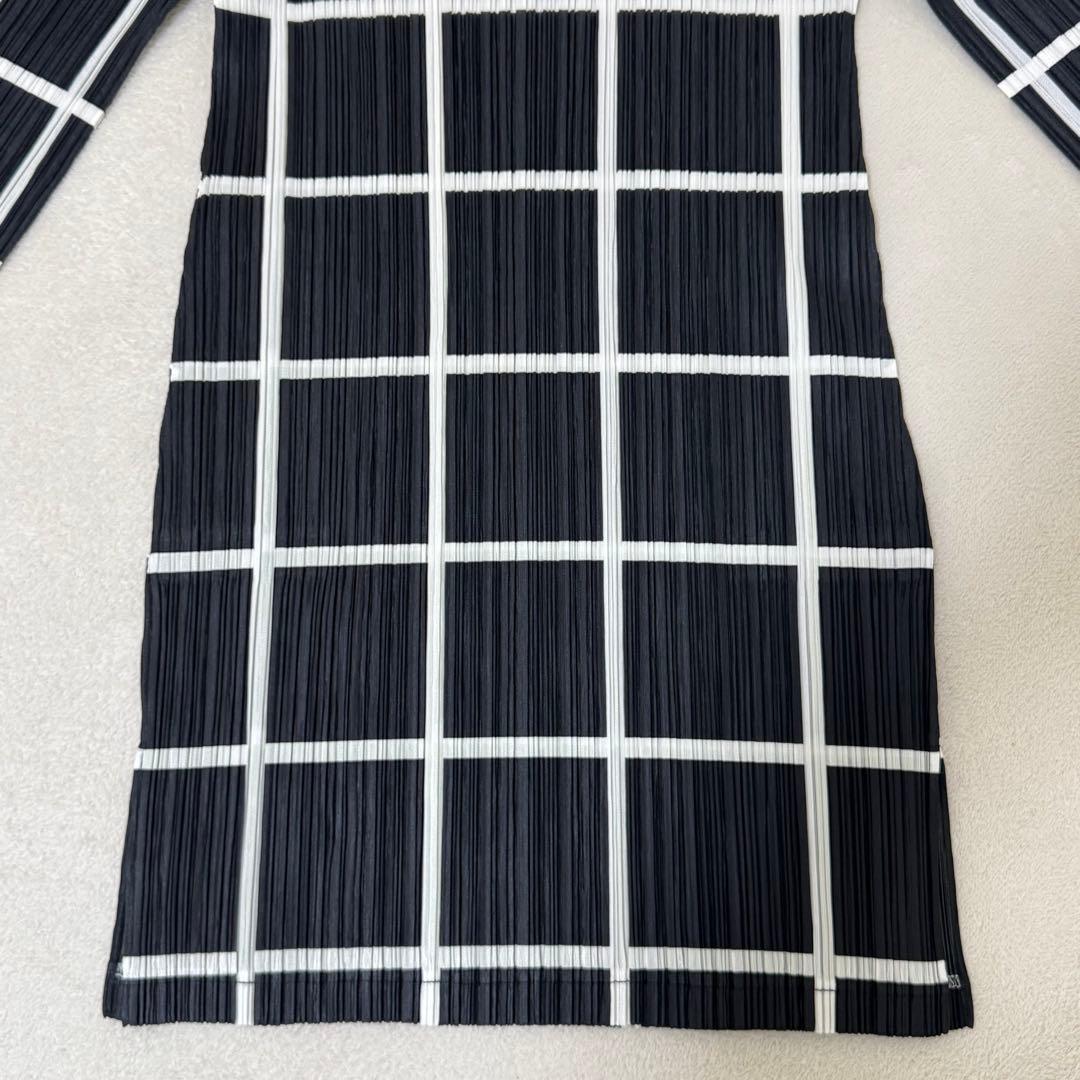 極美品✨PLEATS PLEASE チュニック　長袖　黒　白　Lサイズ