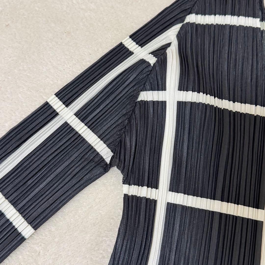 極美品✨PLEATS PLEASE チュニック　長袖　黒　白　Lサイズ