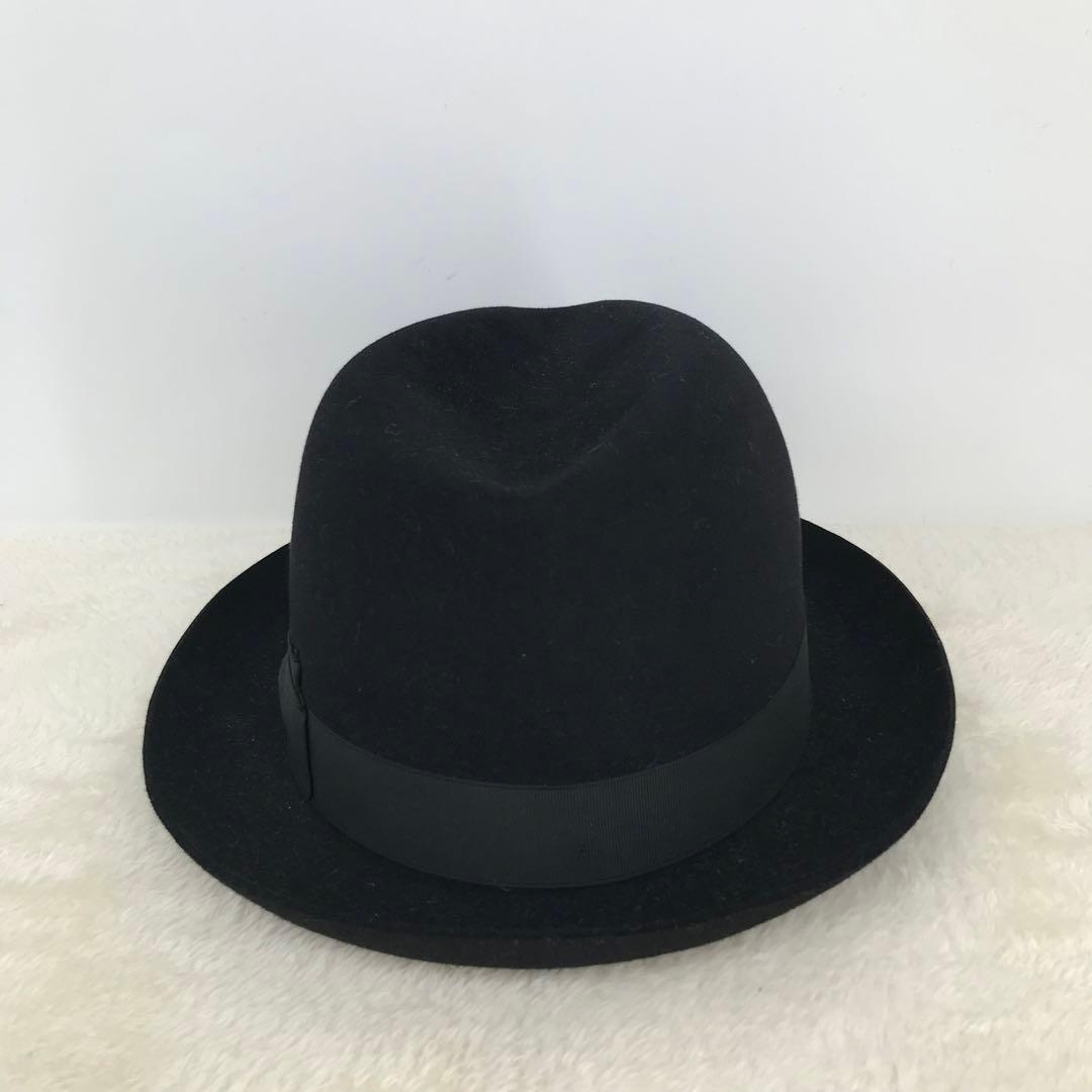 ボルサリーノ　ハット　59　ラビットファー　ブラック　ショートブリム