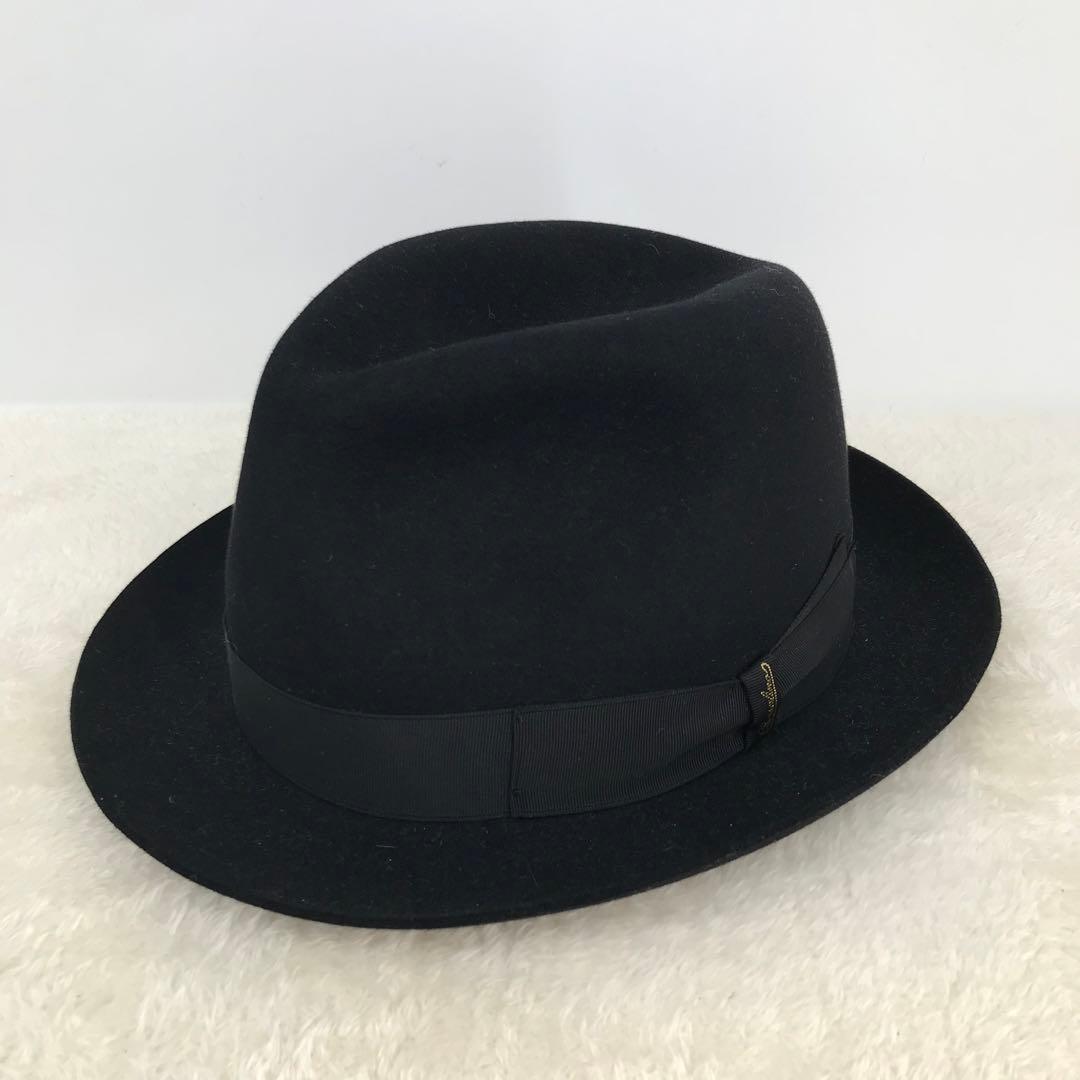 ボルサリーノ　ハット　59　ラビットファー　ブラック　ショートブリム