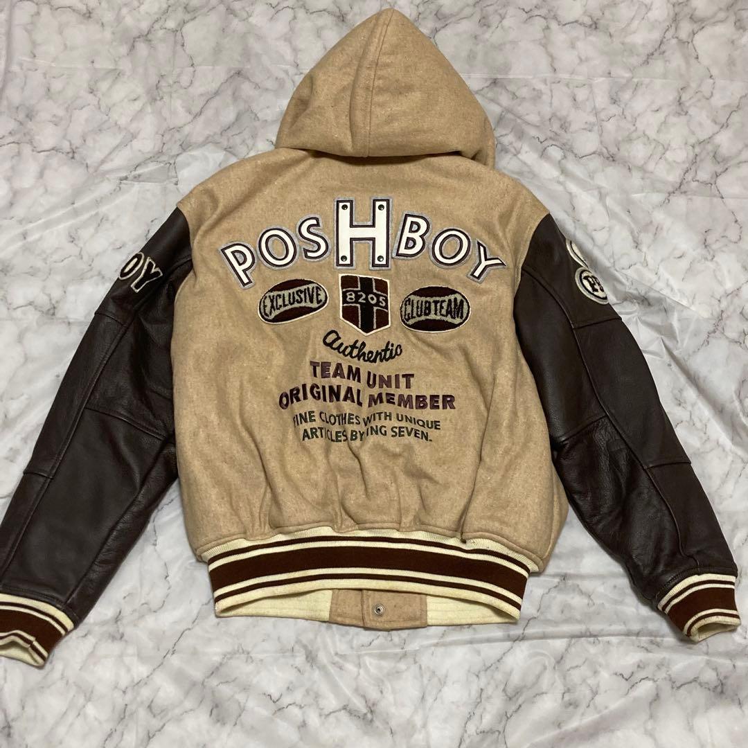POSH BOY 本革 レザー スタジャン 刺繍 ワッペン フライトジャケット