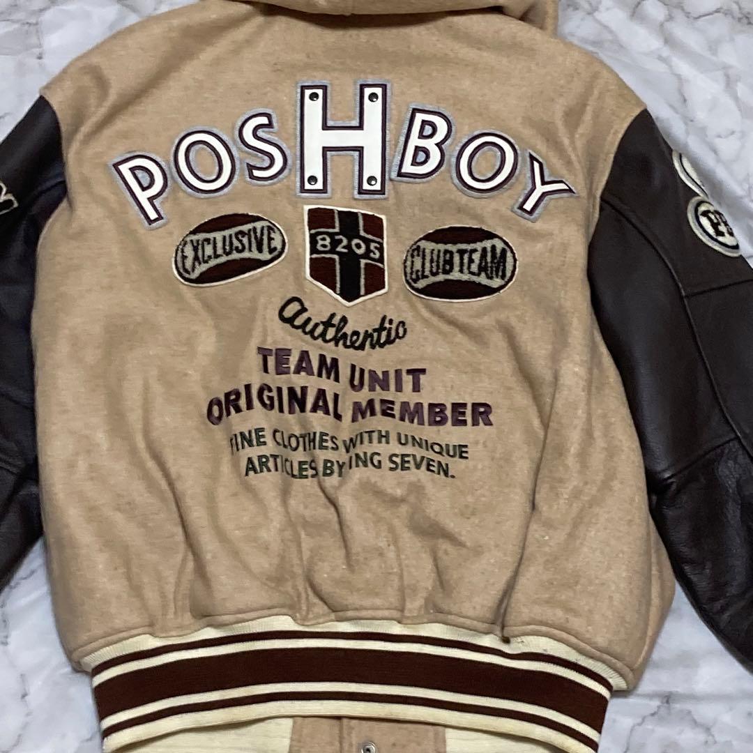POSH BOY 本革 レザー スタジャン 刺繍 ワッペン フライトジャケット