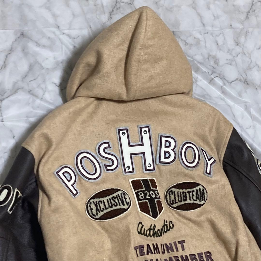 POSH BOY 本革 レザー スタジャン 刺繍 ワッペン フライトジャケット