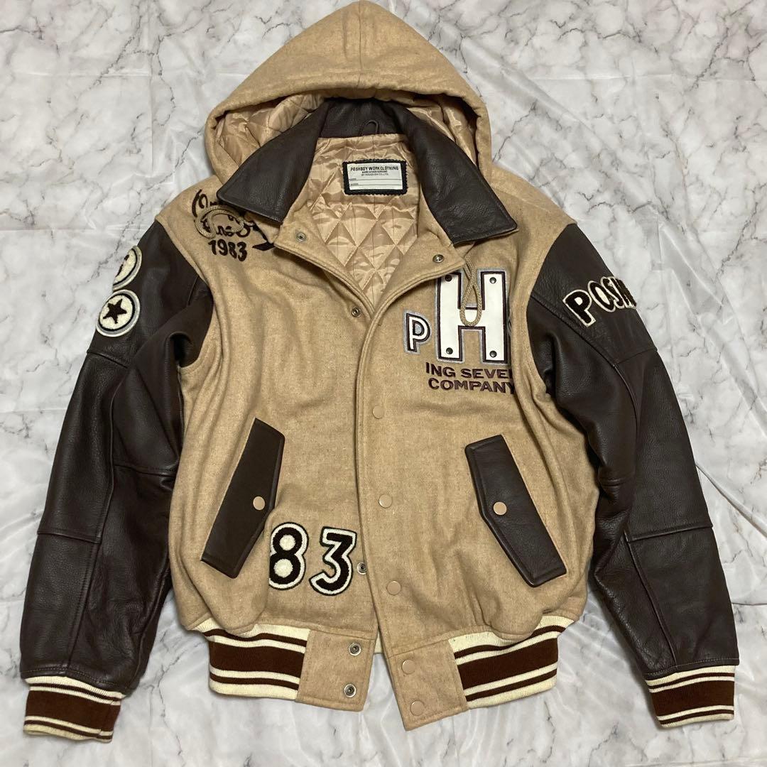 POSH BOY 本革 レザー スタジャン 刺繍 ワッペン フライトジャケット