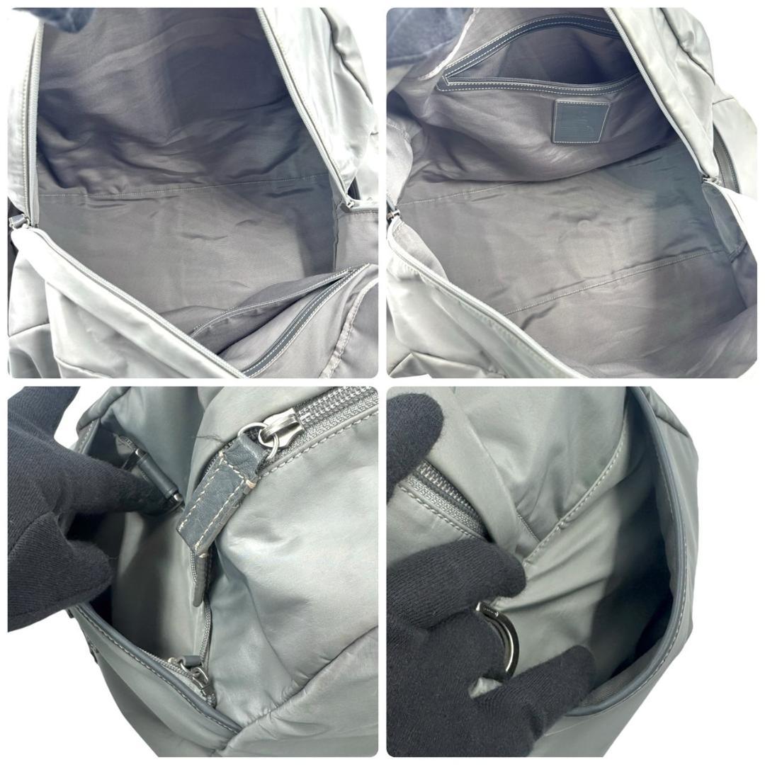 コーチ　ボストンバッグ　チャーム　ロゴ　タグ　グレー　旅行カバン　大容量　大きめ