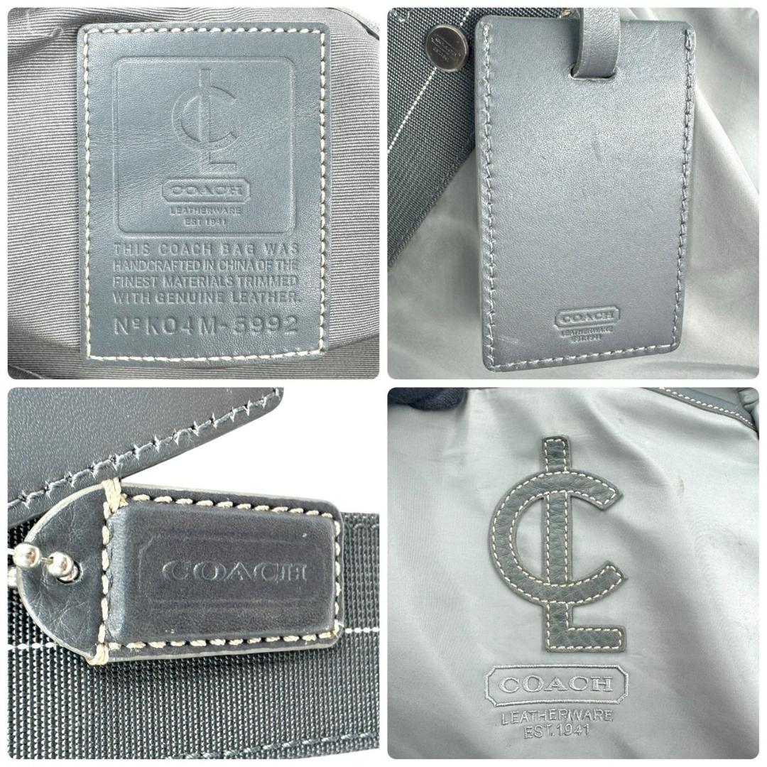 コーチ　ボストンバッグ　チャーム　ロゴ　タグ　グレー　旅行カバン　大容量　大きめ