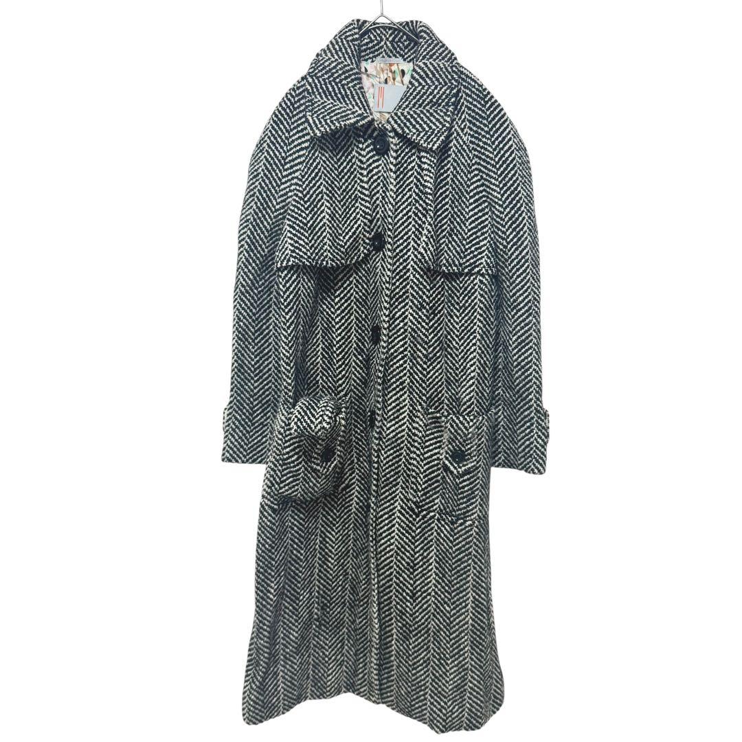 MISSON ミッソーニ ロングコート ヘリンボーン柄 ブラックホワイト B3