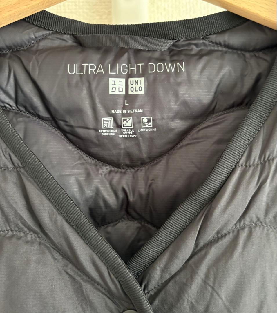 UNIQLO 黒ウルトラライトダウン ロングベスト L