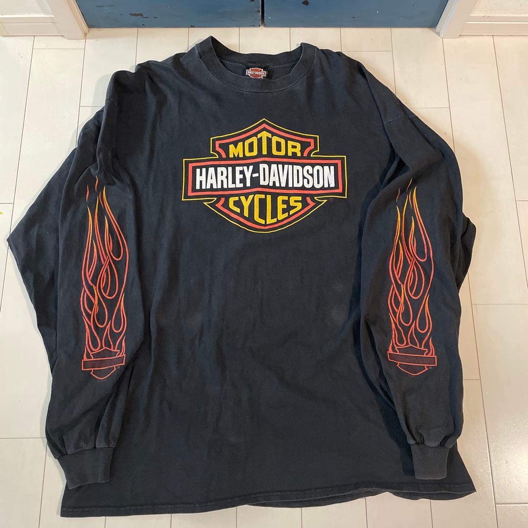 90s ハーレーダビッドソン フレイム ファイヤーパターン ロンT