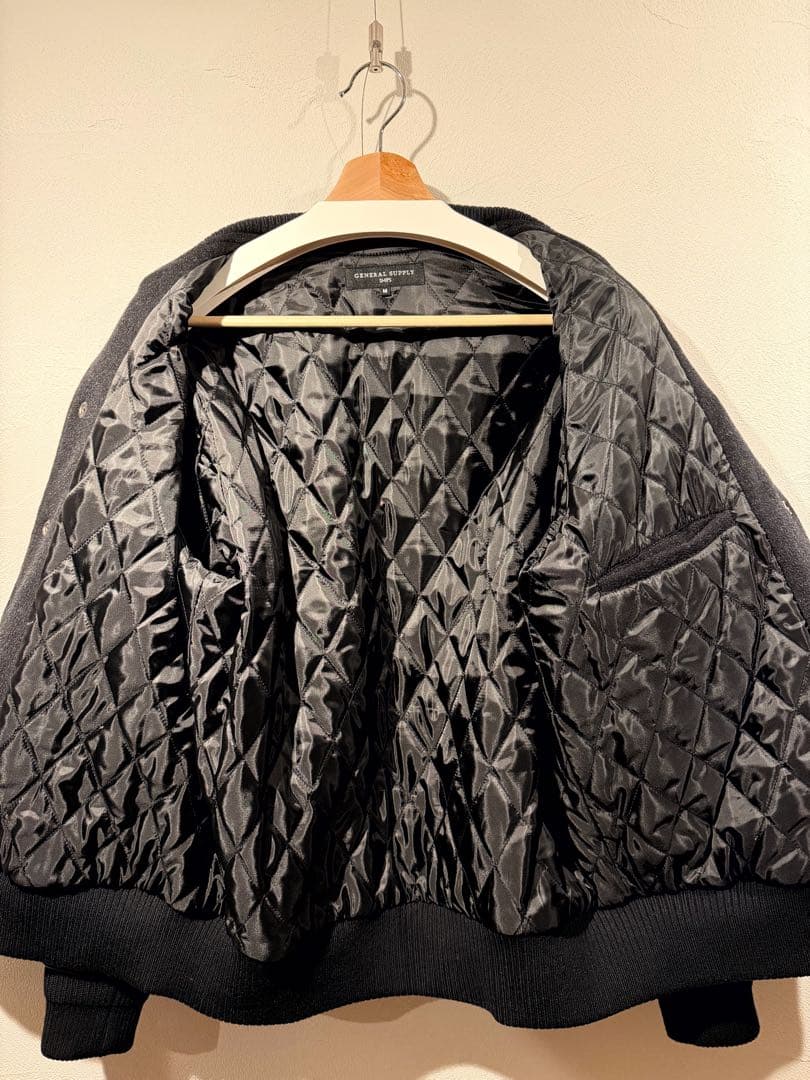 【美品】SHIPS スタジャン 袖牛レザー M シップス　スタジアムジャンパー