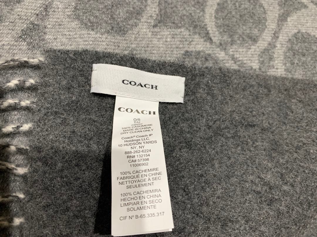 リコ★コーチ★シグネイチャーカシミヤ100%マフラー★グレー