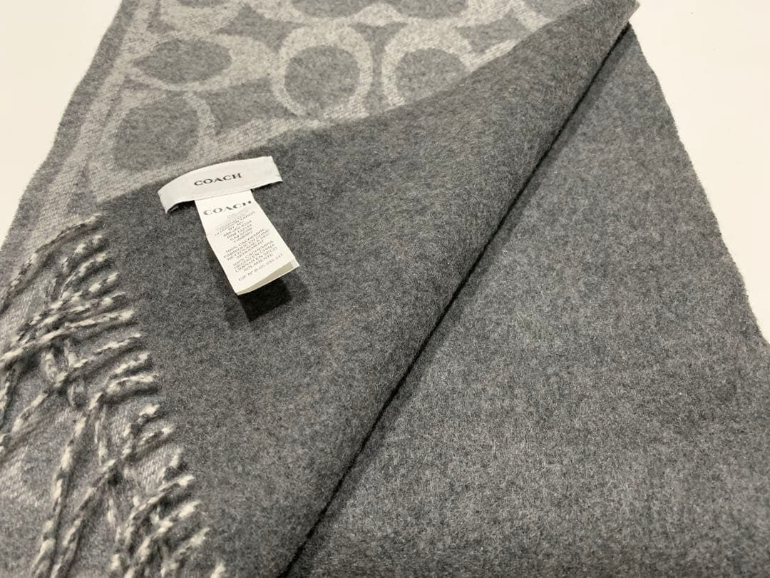 リコ★コーチ★シグネイチャーカシミヤ100%マフラー★グレー