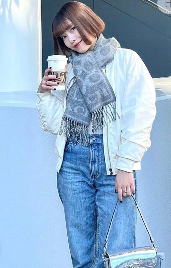 リコ★コーチ★シグネイチャーカシミヤ100%マフラー★グレー