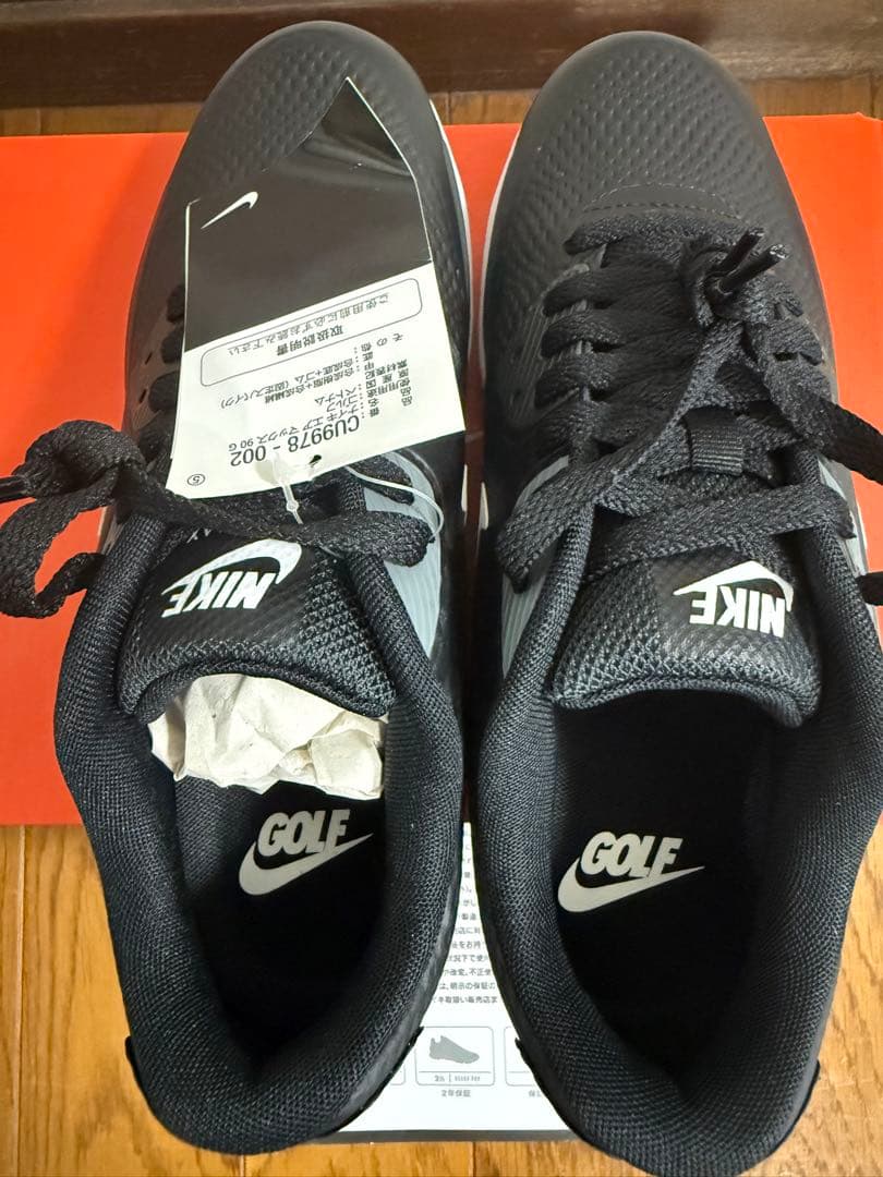 新品NIKEナイキゴルフエアマックス90ゴルフシューズ黒24センチレディース