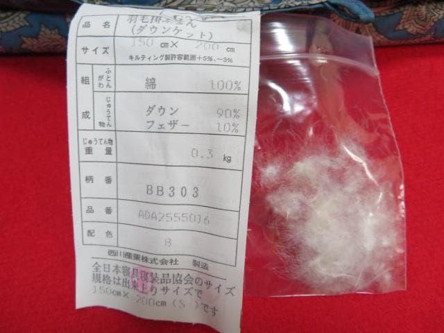 ゆ*す様 【FF283/10】未使用　Burberrys　羽毛掛ふとん(肌掛)ダ