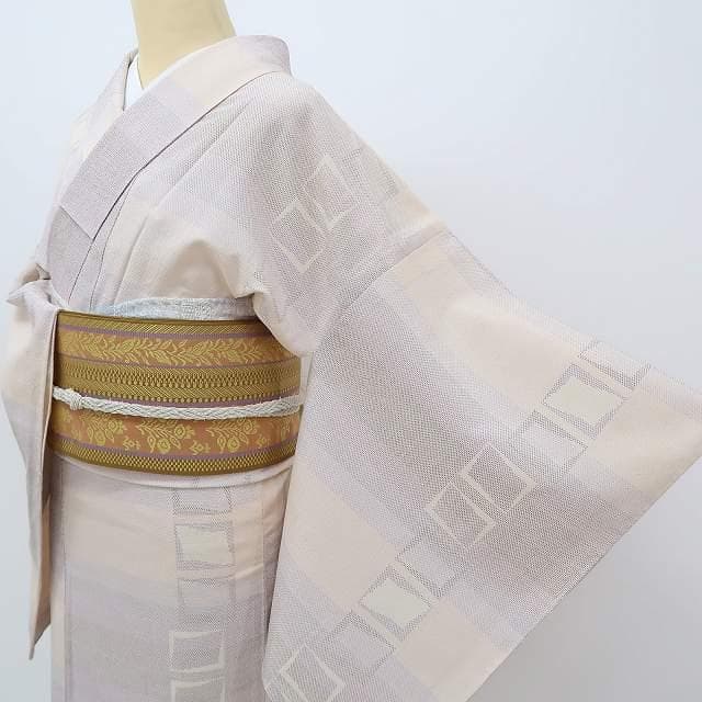 単衣 正絹 着物“やさしい霞空で始まる伝言ゲーム☆”塩沢お召 R-92