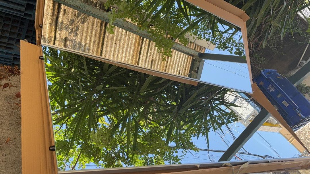 【美品】折り畳み 割れない鏡 ダンスミラー 60cmx2枚 銀 ２番