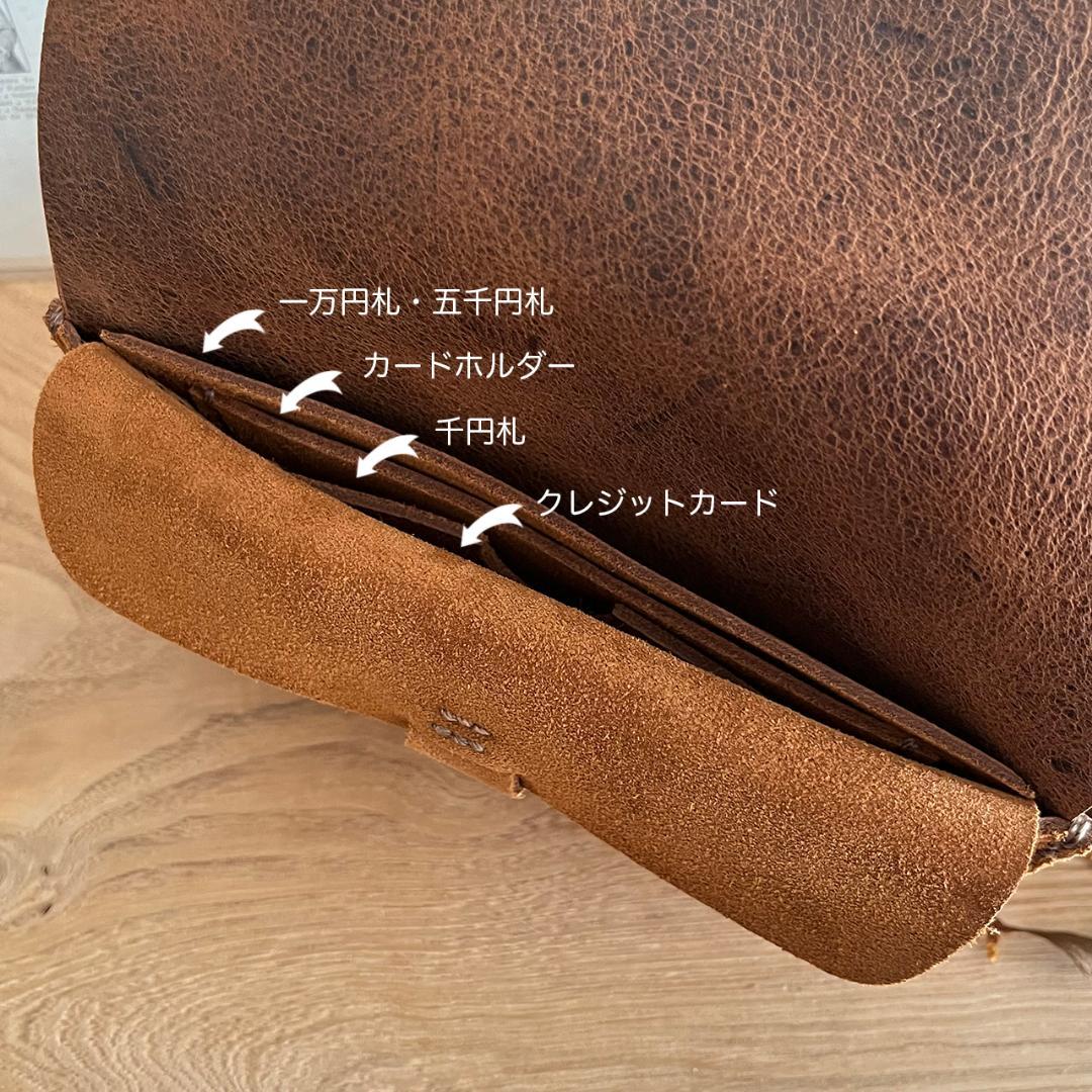 kudu革長財布 スエード ケース付き ２点セット キャメルカラー 一点物