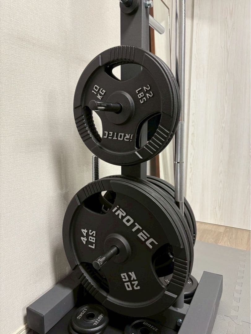 【横浜市直接引渡のみ】本格ホームジムセット：IROTEC バーベル140KG他