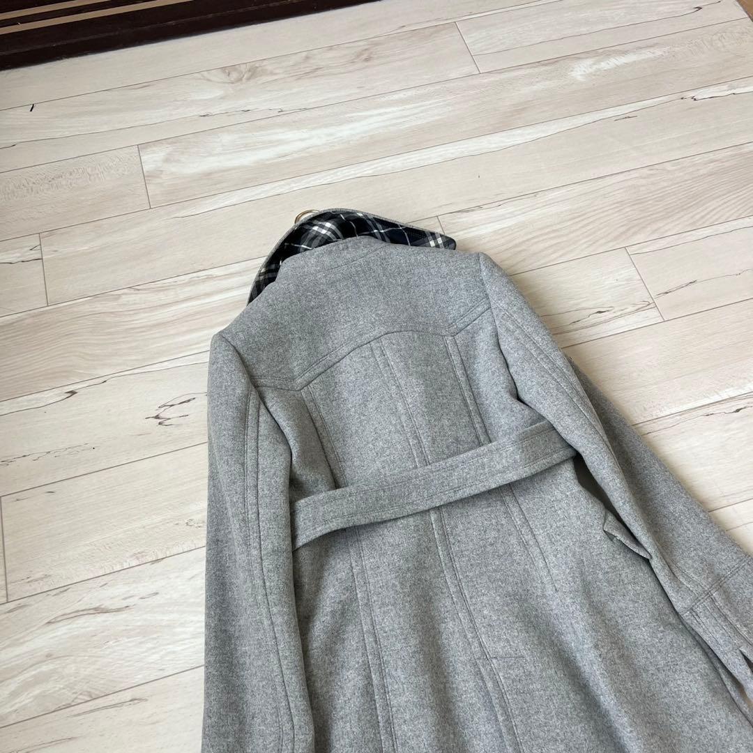 バーバリーブルーレーベル　ベルテッドコート　チェック　ロングコート　アンゴラ