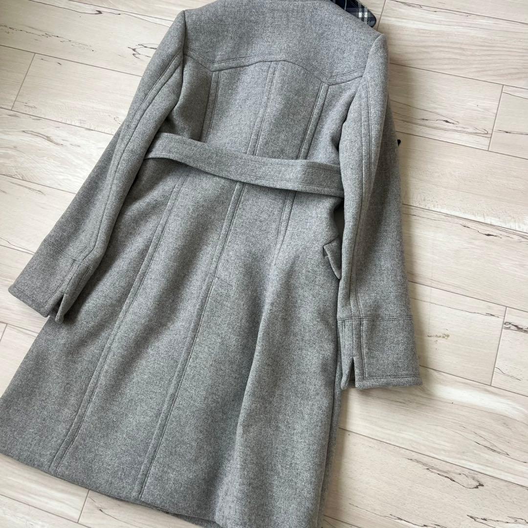 バーバリーブルーレーベル　ベルテッドコート　チェック　ロングコート　アンゴラ