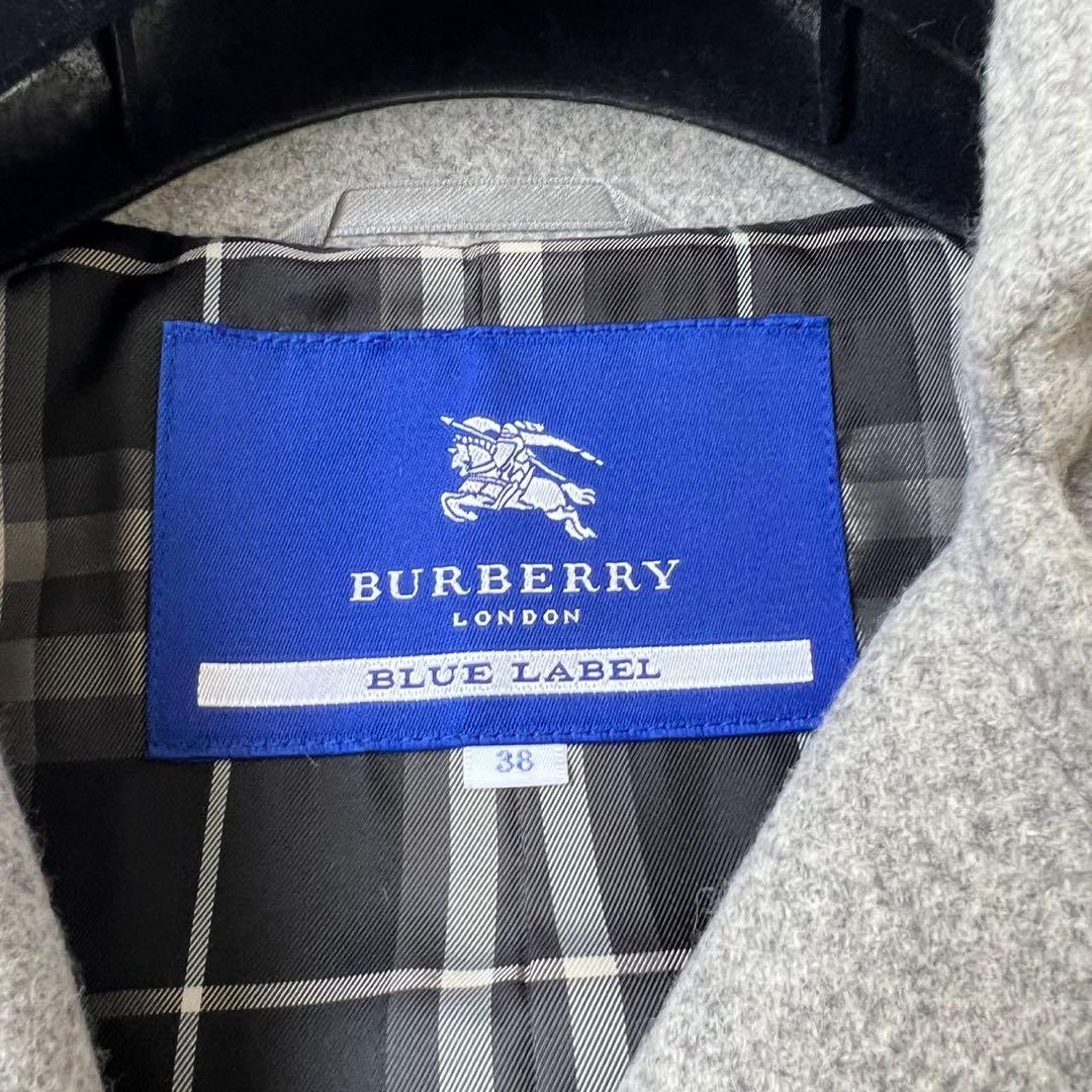 バーバリーブルーレーベル　ベルテッドコート　チェック　ロングコート　アンゴラ