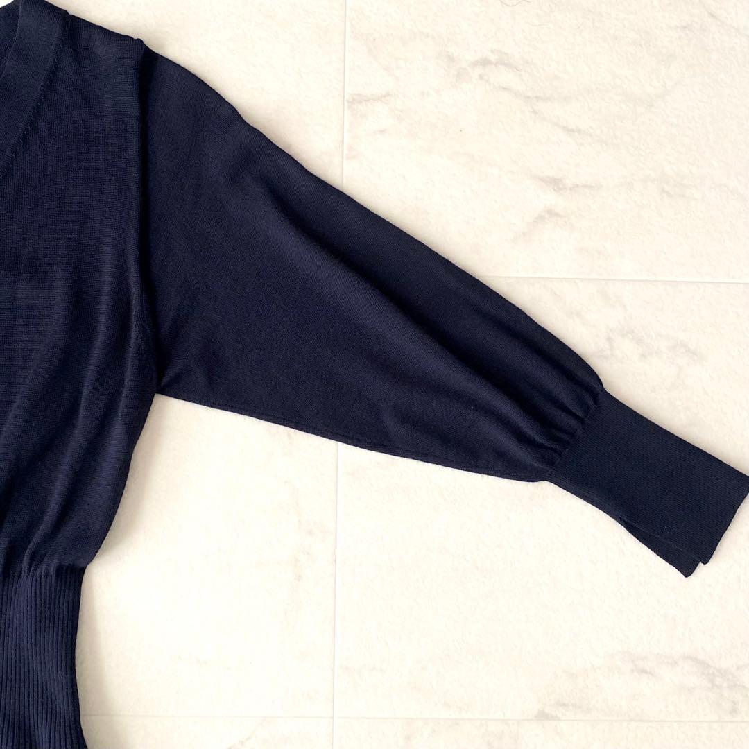 美品.定価3.5万☆マルティニーク ニットワンピース フレア 金ボタン