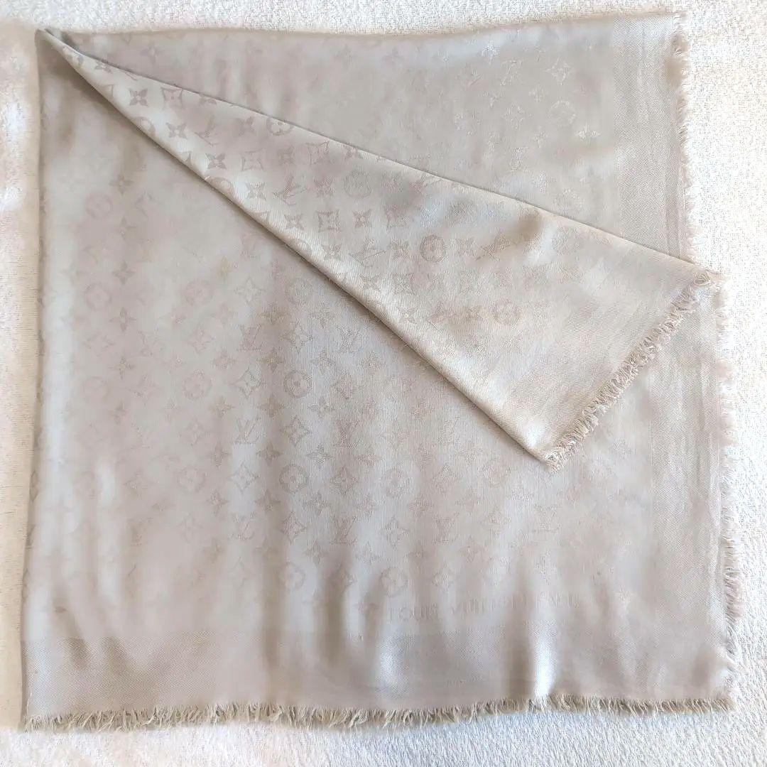 グレージュ LOUIS VUITTON モノグラム 大判ストール 伊 d118