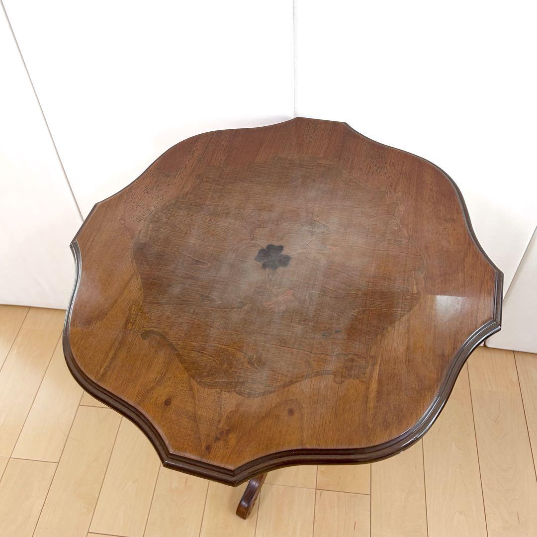 コーヒーテーブル 花象嵌 艶あり アンティーク家具 イタリア ロココ調　バラ意匠