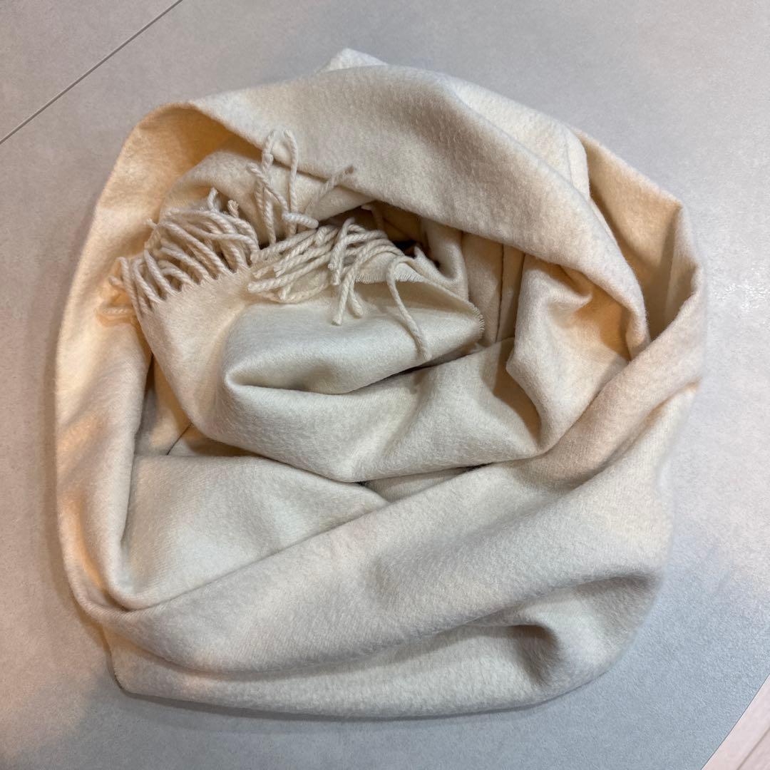 HERMES エルメス　カシミヤ　大判マフラー　ショール　白　ホワイト