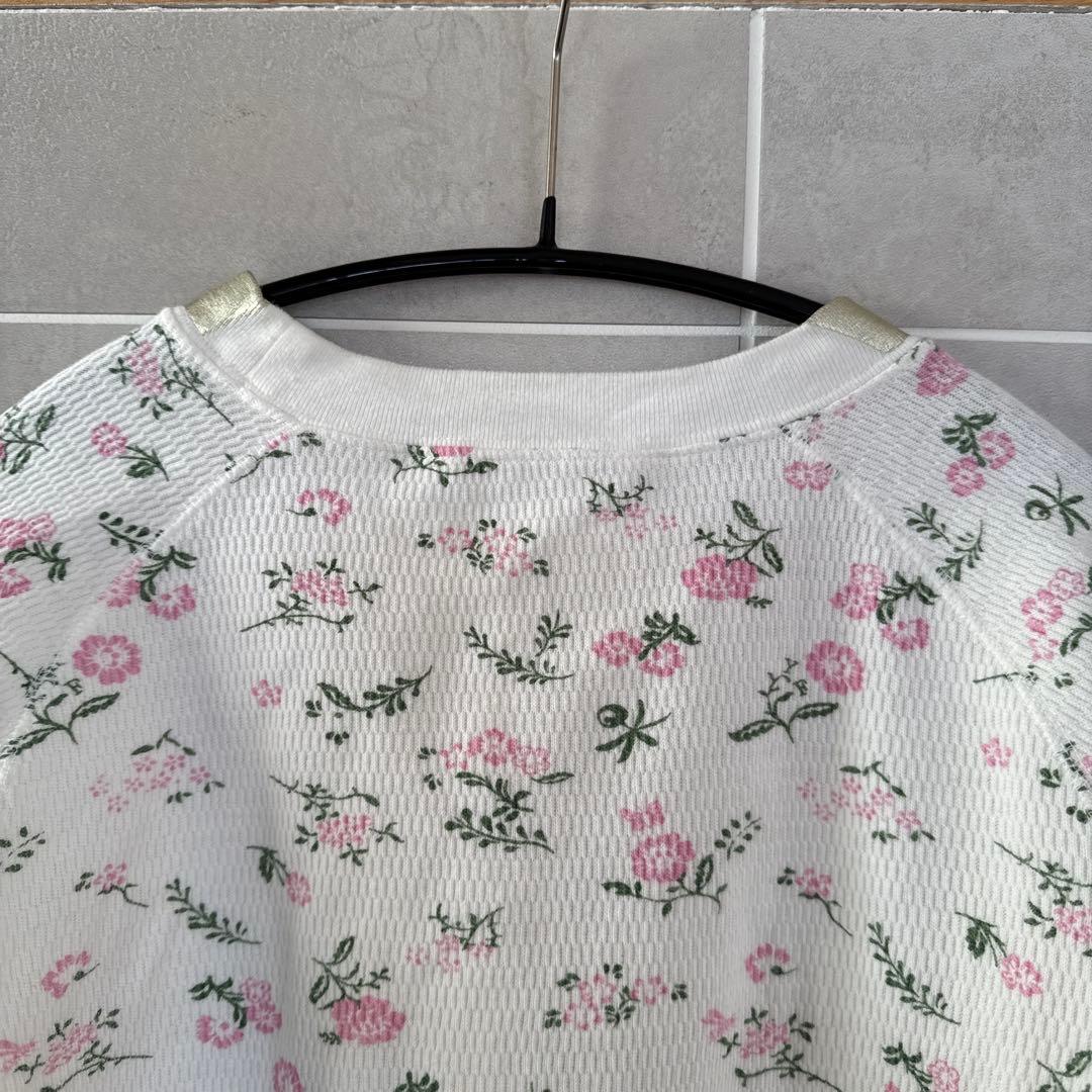 YUKI FUJISAWA サーマル　長袖　フラワープリント 箔プリント