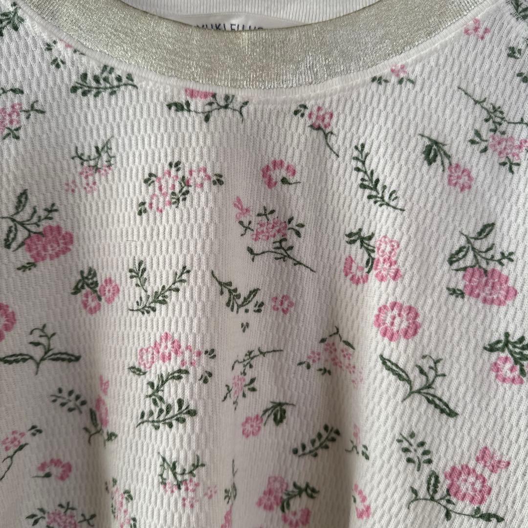 YUKI FUJISAWA サーマル　長袖　フラワープリント 箔プリント