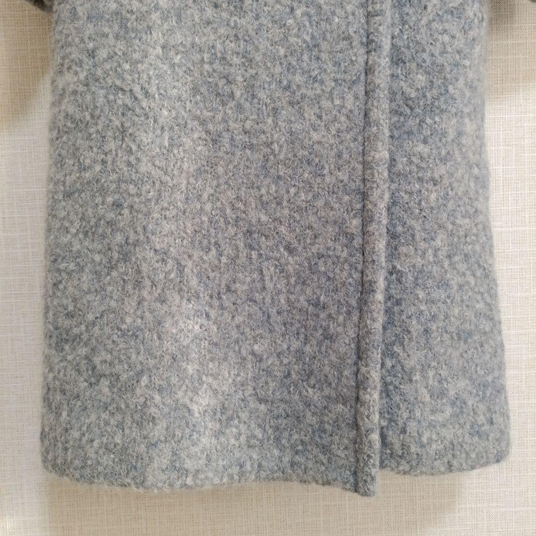 【美品】EPOCA ウールアルパカニットコート テディベア 40 　ブルーグレー