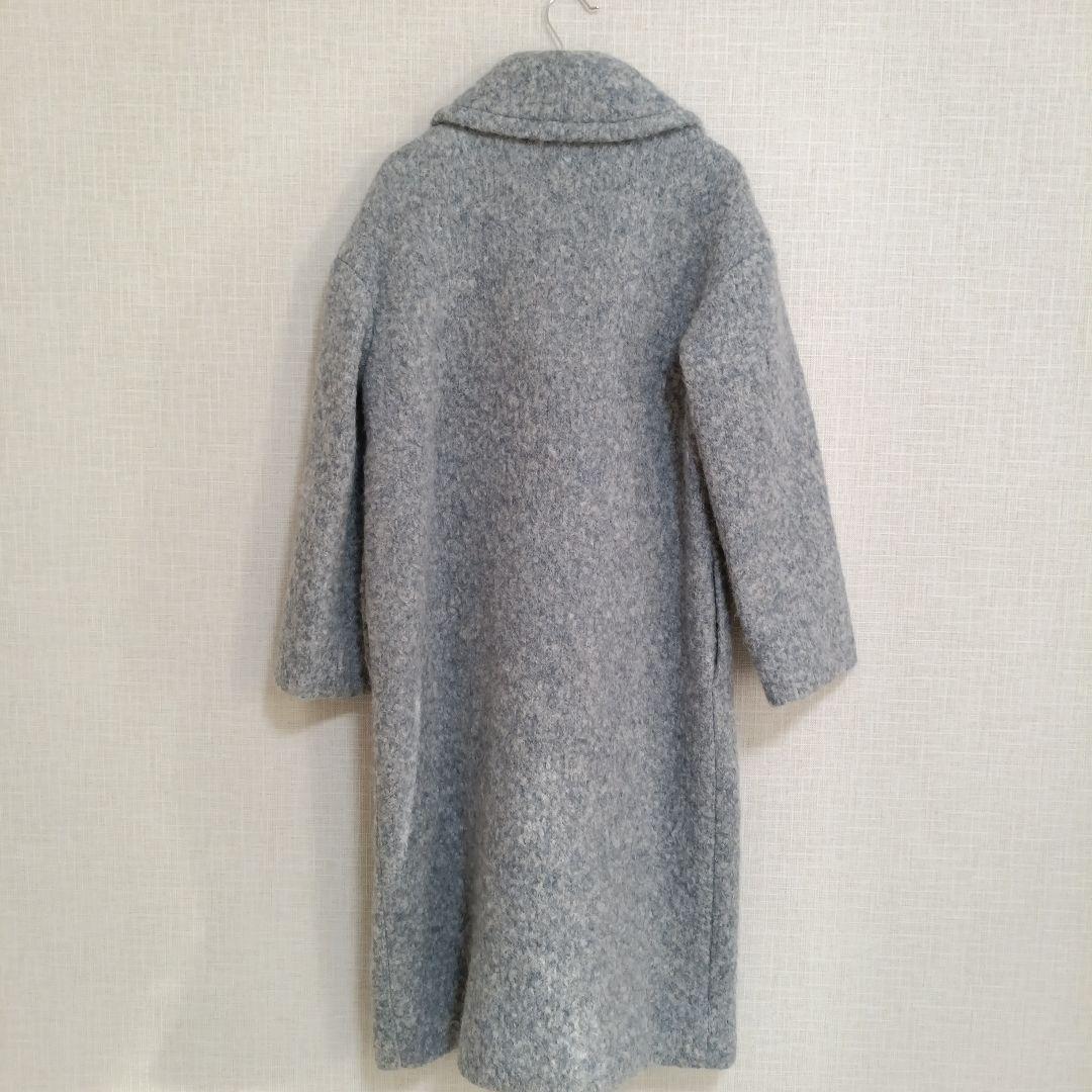 【美品】EPOCA ウールアルパカニットコート テディベア 40 　ブルーグレー