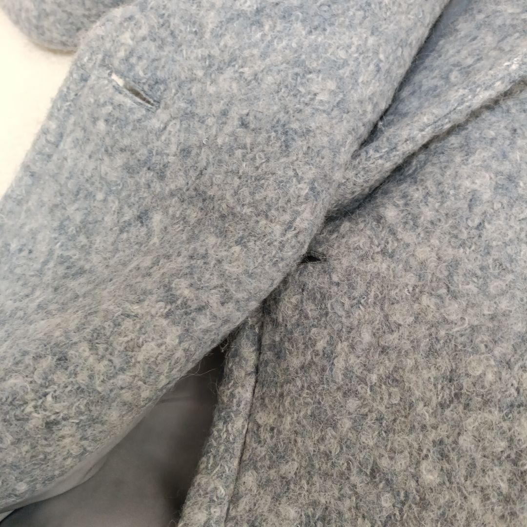 【美品】EPOCA ウールアルパカニットコート テディベア 40 　ブルーグレー