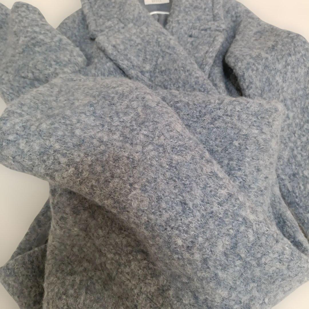 【美品】EPOCA ウールアルパカニットコート テディベア 40 　ブルーグレー